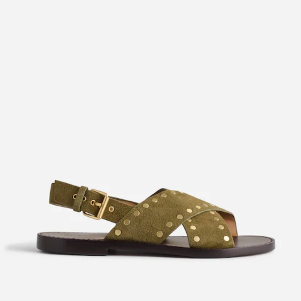 Madewell Tuley Sandals in olive studded suede